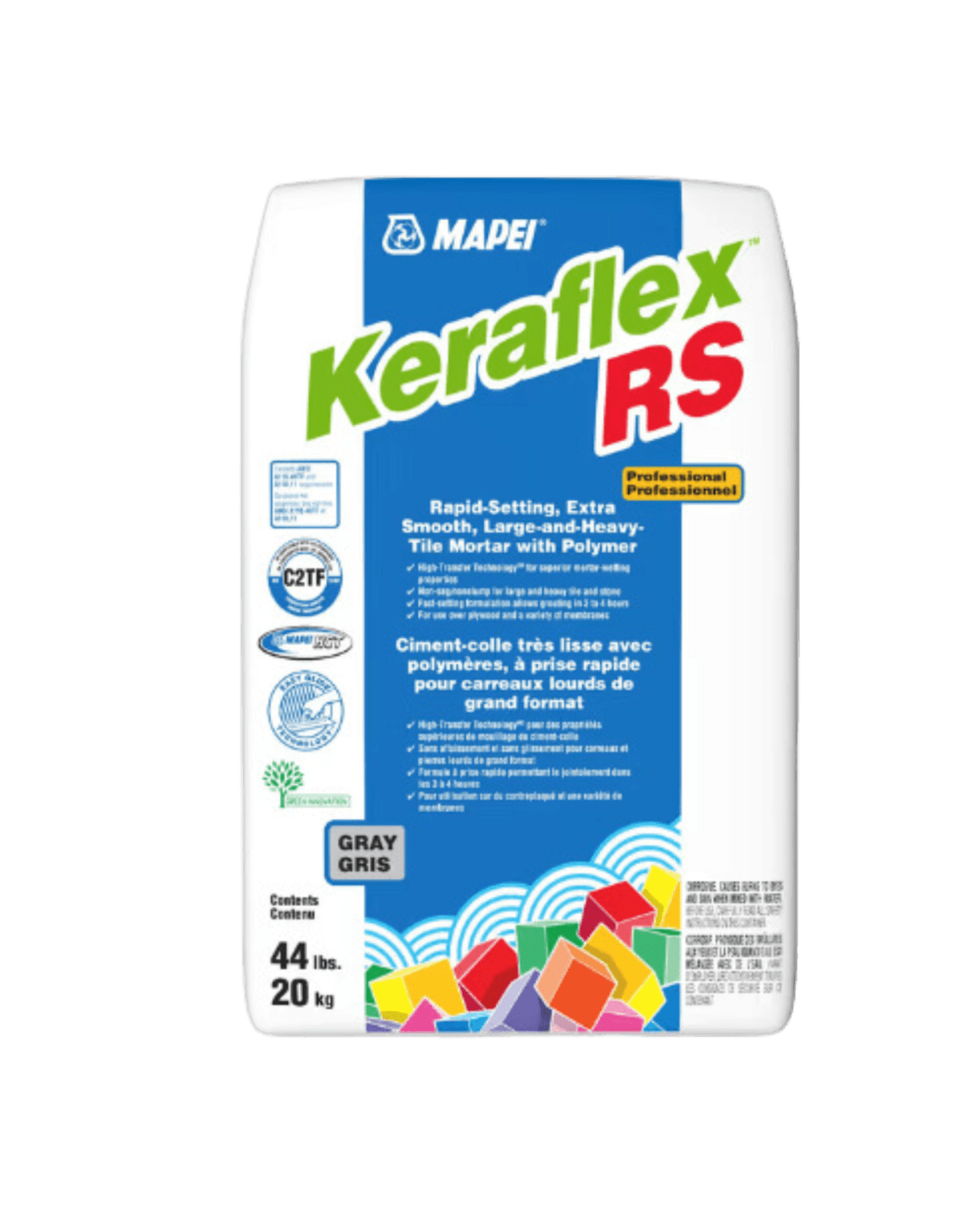 Mapei - Keraflex Plus - Ciment-colle très lisse pour carreaux lourds de grand format - Blanc 44 lb
