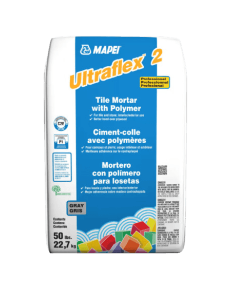 Mapei Ultraflex 2 Ciment-colle de qualité professionnelle avec polymères, Gris - 50 lbs