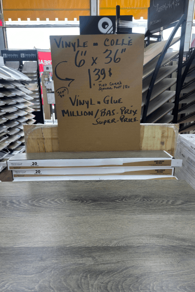 Revêtement Vinyle à Colle - 6"x 36" - 1.39$/pi²