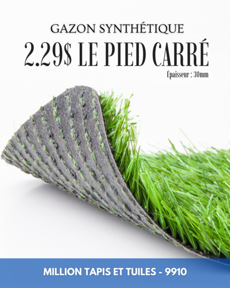 Gazon Synthétique 2.29$/pi² 30mm | Résistant & Économique