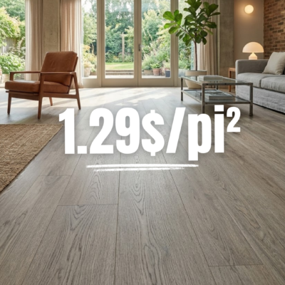 Plancher Vinyle SPC 6×48 Liquidation 1.29$/pi² – Lodge Plank – Perle Grise