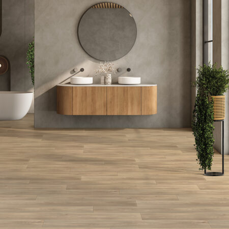 A,Bathroom,With,A,Large,Mirror,And,Two,Sinks.,The Falaise naturel - B0148