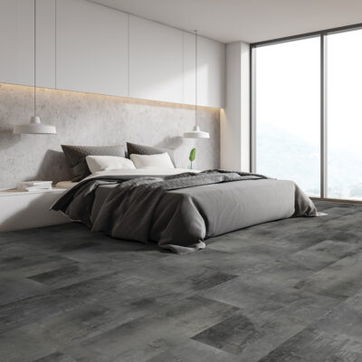 Corner,Of,Panoramic,Bedroom,With,White,And,Concrete,Walls,,Wooden Couvre-plancher Vinyle Deluxe - Dubai #2111