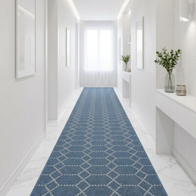 Tapis de passage Belmont bleu 27 po – coupé sur mesure