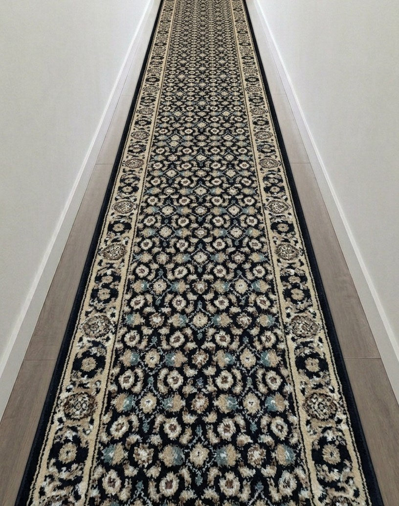Tapis de passage Rohana marine 27 po – coupé sur mesure