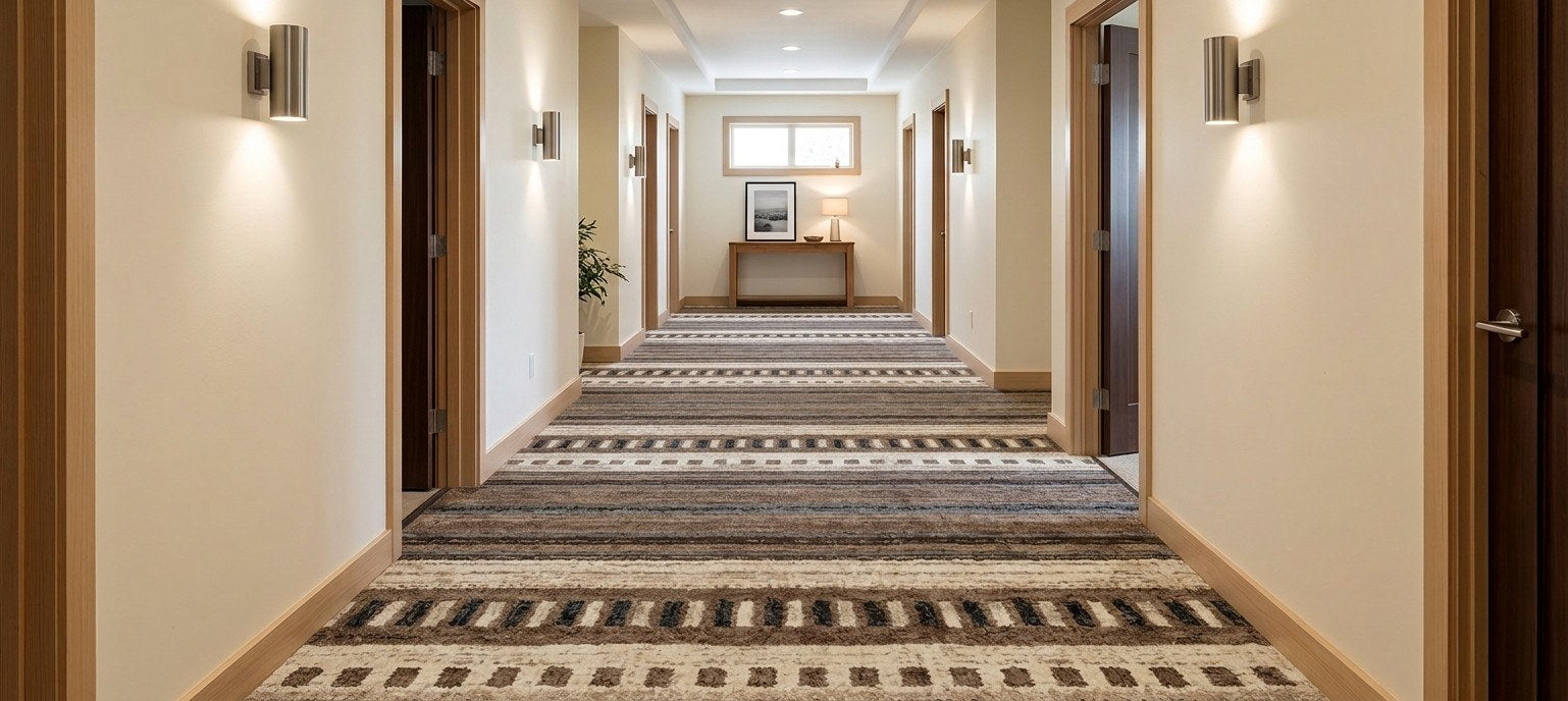 Tapis de passage Shire beige et brun 26 po – coupé sur mesure