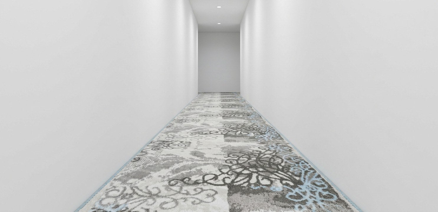 Tapis de passage Symphony arabesques gris 27 po – coupé sur mesure